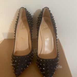 Christian louboutin denim spike pumps
